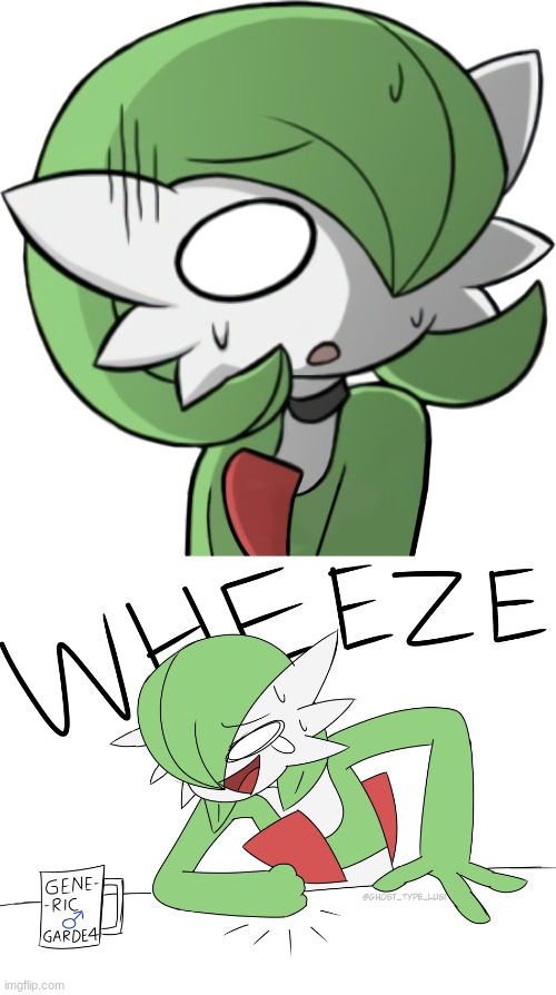 image tagged in confused gardevoir,wheezing gardevoir | made w/ Imgflip meme maker