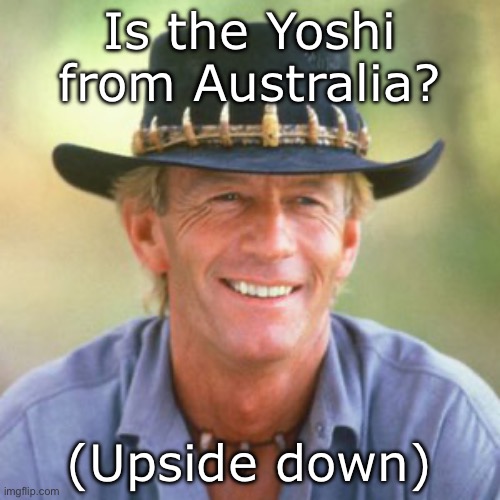 australianguy | Is the Yoshi from Australia? (Upside down) | image tagged in australianguy | made w/ Imgflip meme maker