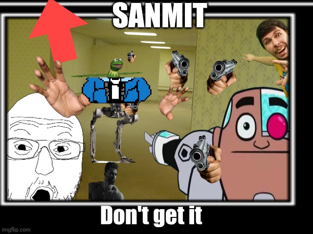 Sans + kermit | SANMIT; Don't get it | image tagged in idk | made w/ Imgflip meme maker