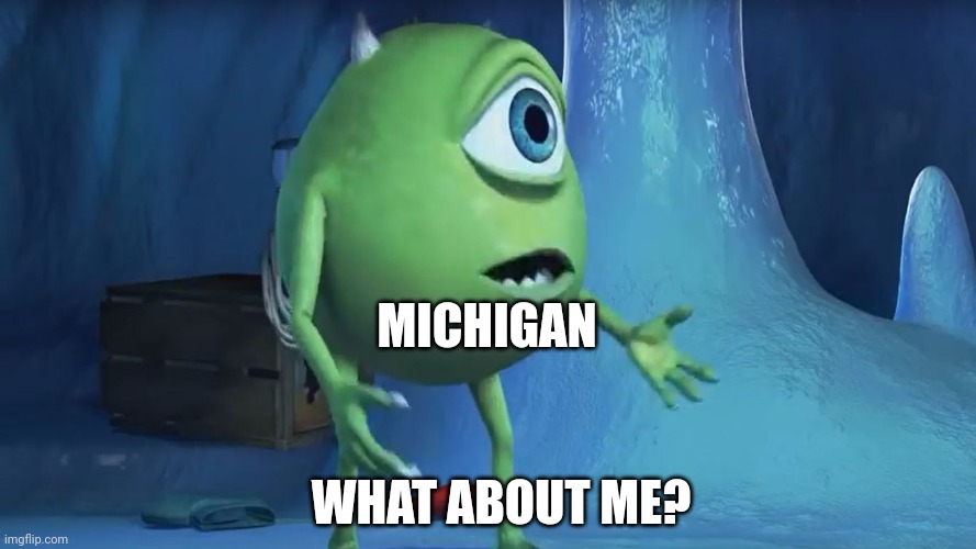 What About me Monsters Inc. | WHAT ABOUT ME? MICHIGAN | image tagged in what about me monsters inc | made w/ Imgflip meme maker
