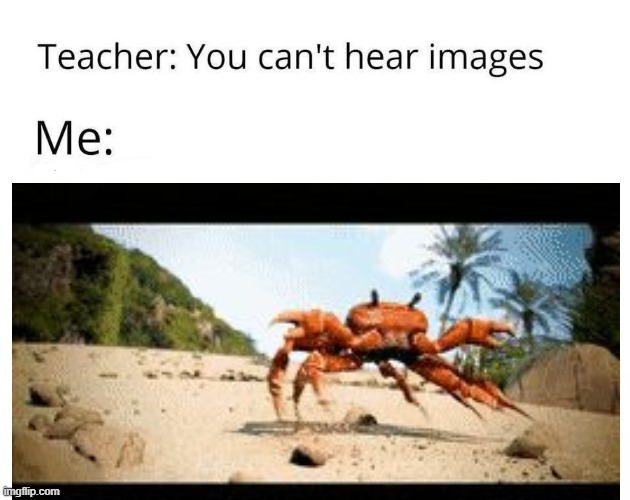 Saw this on fun, so...why not? | image tagged in you can't hear pictures,crab rave | made w/ Imgflip meme maker