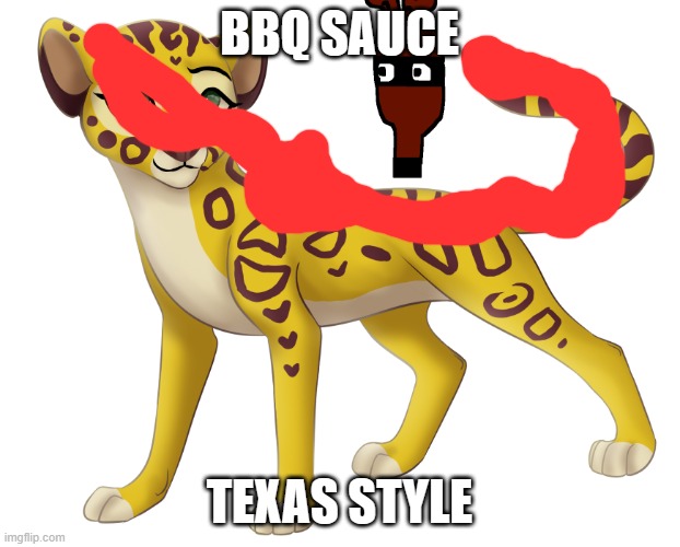 Fuli (transparent) | BBQ SAUCE; TEXAS STYLE | image tagged in fuli transparent,bbq,the lion guard,texas,bbq sauce,fuli | made w/ Imgflip meme maker