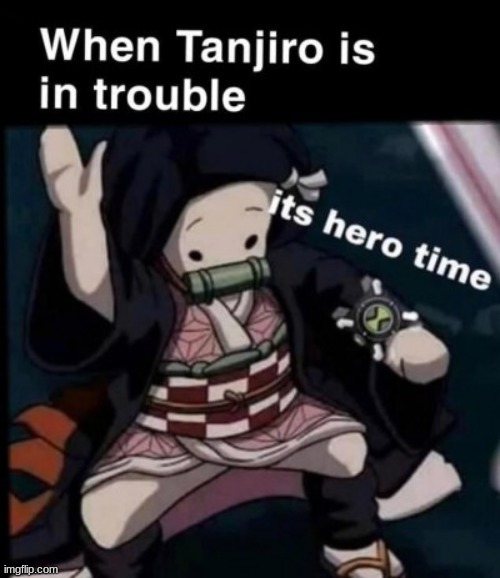 image tagged in nezuko,its hero time,demon slayer,why are you reading the tags | made w/ Imgflip meme maker