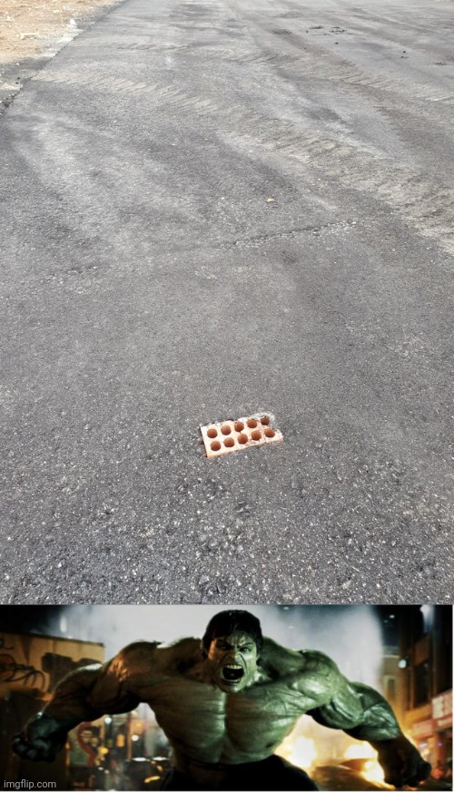 The block stuck on the tarred road | image tagged in hulk smash,roads,road,you had one job,memes,stuck | made w/ Imgflip meme maker