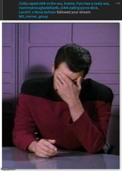 image tagged in riker facepalm | made w/ Imgflip meme maker