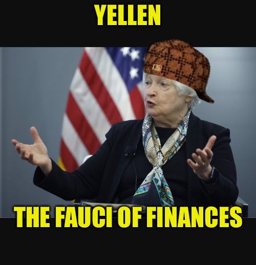 Smellin’ Bad | YELLEN; THE FAUCI OF FINANCES | image tagged in ol' yellen,finance,federal reserve,political memes,bad meme,political meme | made w/ Imgflip meme maker