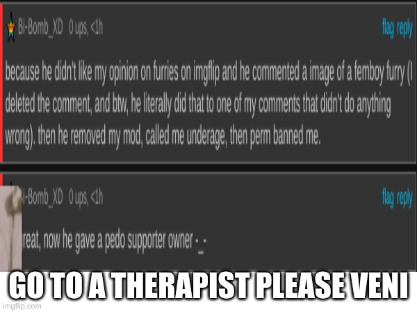 go to a therapist | GO TO A THERAPIST PLEASE VENI | made w/ Imgflip meme maker