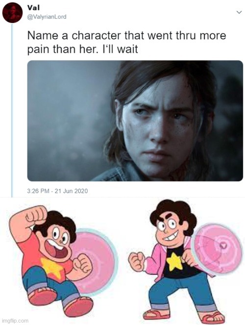 It's obvious. | image tagged in name a character that went thru more pain than her,steven universe | made w/ Imgflip meme maker