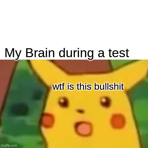 This is everyone just not me | My Brain during a test; wtf is this bullshit | image tagged in memes,surprised pikachu | made w/ Imgflip meme maker