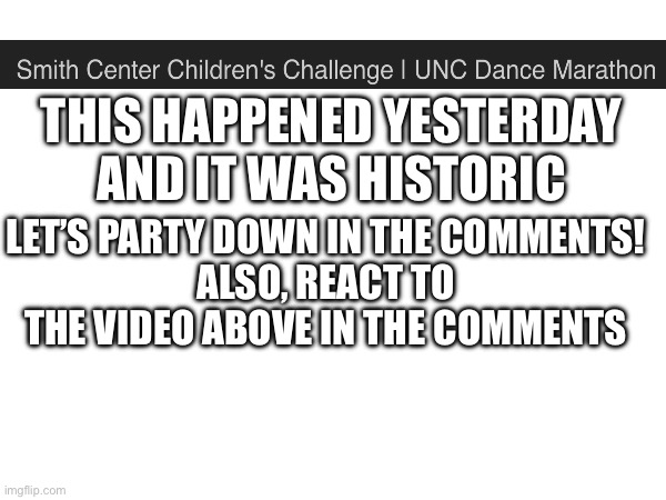 Another comment party! TYSM! | THIS HAPPENED YESTERDAY
AND IT WAS HISTORIC; LET’S PARTY DOWN IN THE COMMENTS!
ALSO, REACT TO THE VIDEO ABOVE IN THE COMMENTS | image tagged in memes,comment,party,celebration,youtube,thumbnail | made w/ Imgflip meme maker