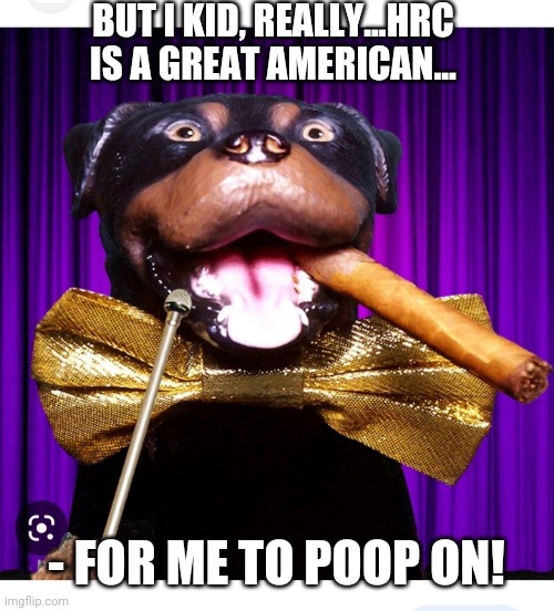 BUT I KID, REALLY...HRC IS A GREAT AMERICAN... - FOR ME TO POOP ON! | made w/ Imgflip meme maker