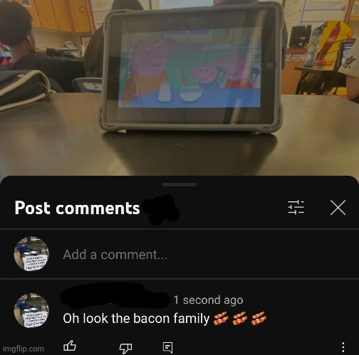 Lol | image tagged in cursed comments,bacon,peppa pig,funny,dark humor | made w/ Imgflip meme maker