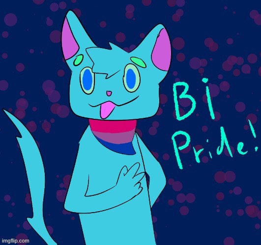 Bi pride cus yes (artist is retro)[Mod note: actually the artist is moth but ok then] | image tagged in retrofurry bisexual floof | made w/ Imgflip meme maker