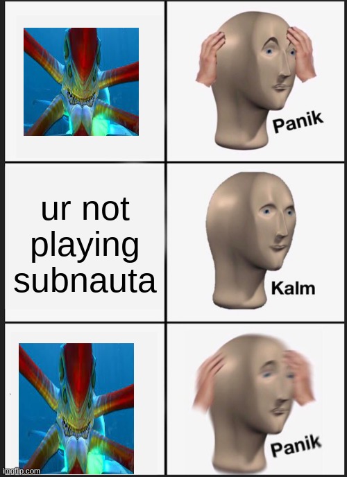 Panik Kalm Panik Meme | ur not playing subnauta | image tagged in memes,panik kalm panik | made w/ Imgflip meme maker