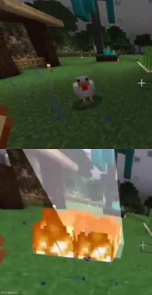 Minecraft chicken getting struck by lightning Blank Meme Template