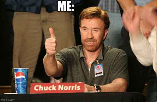 Chuck Norris Approves Meme | ME: | image tagged in memes,chuck norris approves,chuck norris | made w/ Imgflip meme maker