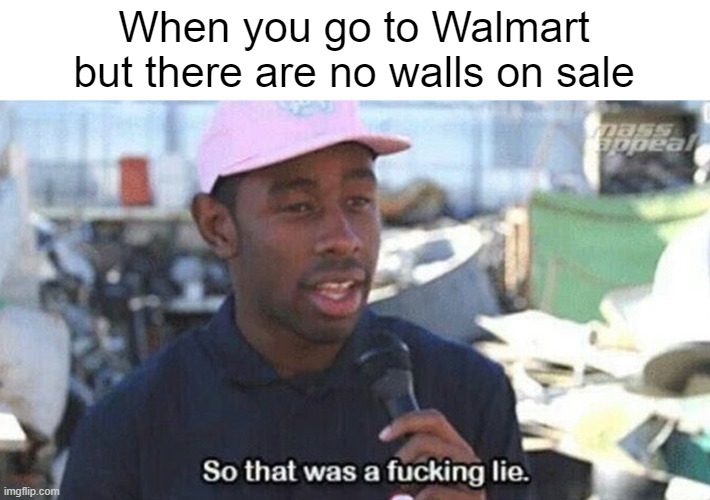 Talk about false advertising | When you go to Walmart but there are no walls on sale | image tagged in funny | made w/ Imgflip meme maker