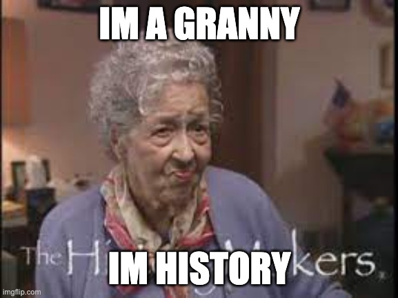 Granny | IM A GRANNY; IM HISTORY | image tagged in funny | made w/ Imgflip meme maker