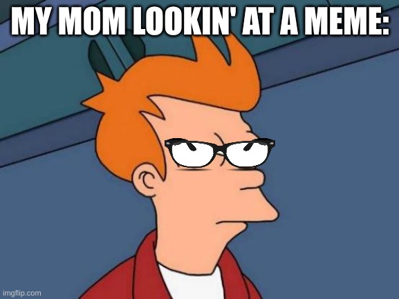 Futurama Fry | MY MOM LOOKIN' AT A MEME: | image tagged in memes,futurama fry | made w/ Imgflip meme maker