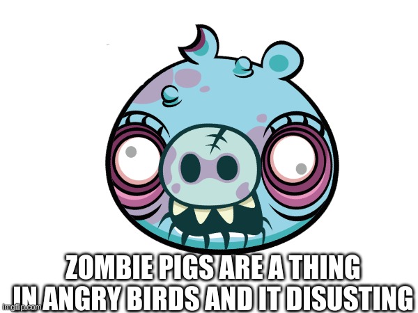 angry birds | ZOMBIE PIGS ARE A THING IN ANGRY BIRDS AND IT DISUSTING | image tagged in angry | made w/ Imgflip meme maker