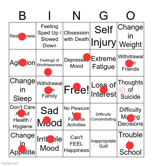 somethings wrong i can feel it | image tagged in depression bingo 1 | made w/ Imgflip meme maker