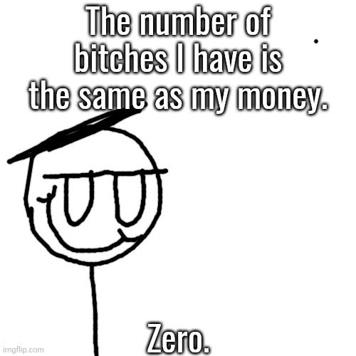 The number of bitches I have is the same as my money. Zero. | made w/ Imgflip meme maker