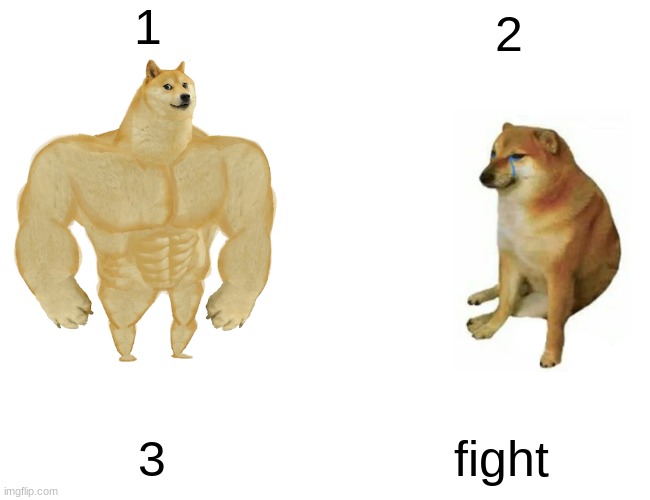 mortal combat | 1; 2; 3; fight | image tagged in memes,buff doge vs cheems | made w/ Imgflip meme maker
