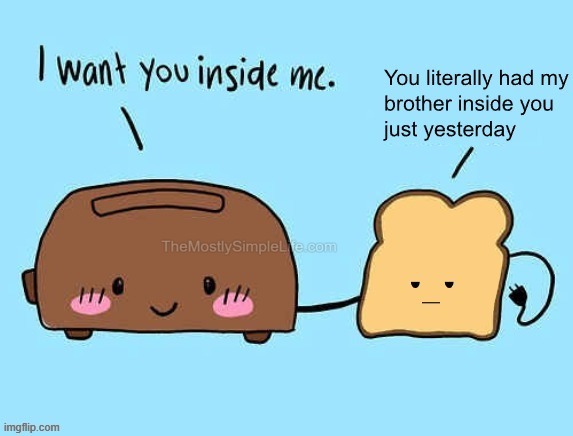 The "I want you inside me" toaster. | image tagged in funny,comedy,toaster,bread,sexy,humor | made w/ Imgflip meme maker