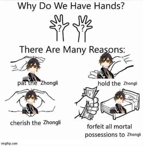 Anything For The Geo-Daddy! ♥ | Zhongli; Zhongli; Zhongli; Zhongli | image tagged in why do we have hands all blank | made w/ Imgflip meme maker