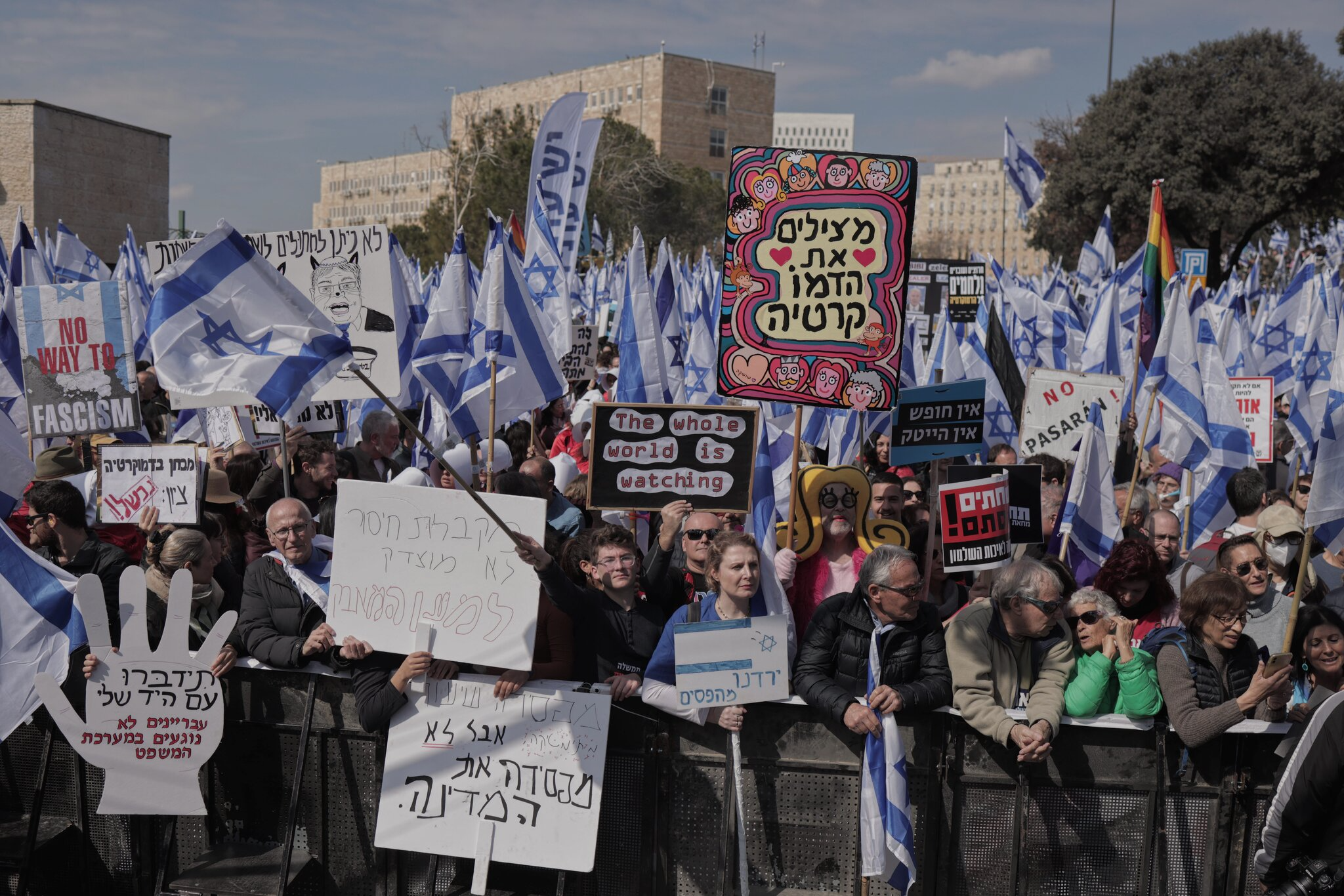 High Quality Israelis protesting the fascist criminal netanyahu Blank Meme Template
