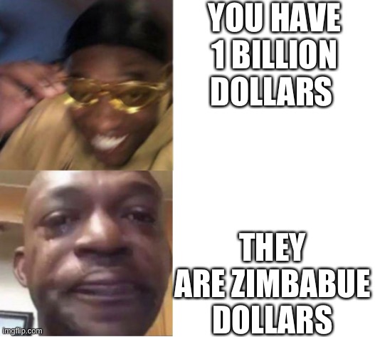 Yellow Glasses Guy Memes | YOU HAVE 1 BILLION DOLLARS; THEY ARE ZIMBABUE DOLLARS | image tagged in yellow glasses guy memes | made w/ Imgflip meme maker