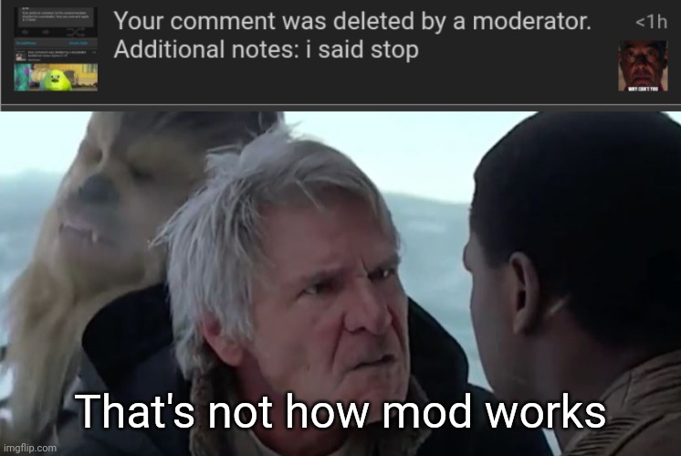 That's not how mod works | image tagged in that's not how the force works | made w/ Imgflip meme maker