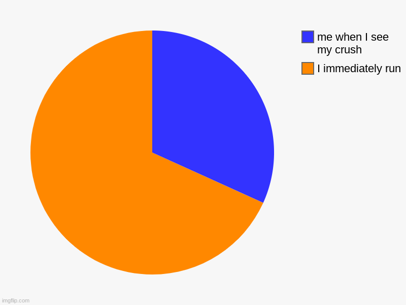 I immediately run, me when I see my crush | image tagged in charts,pie charts | made w/ Imgflip chart maker