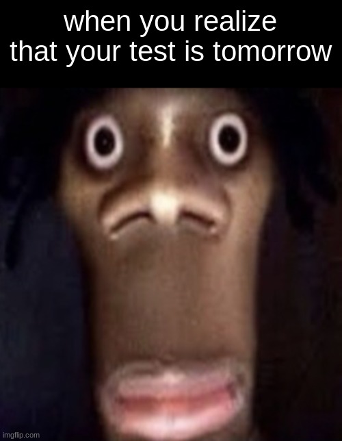 ohh frick | when you realize that your test is tomorrow | image tagged in quandale dingle | made w/ Imgflip meme maker