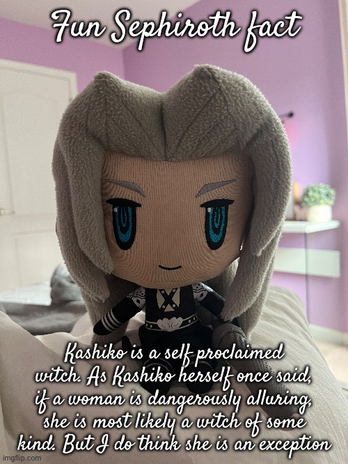 “And no, this is not a pass permitting you to start another Salem Witch Trials” | Fun Sephiroth fact; Kashiko is a self proclaimed witch. As Kashiko herself once said, if a woman is dangerously alluring, she is most likely a witch of some kind. But I do think she is an exception | made w/ Imgflip meme maker