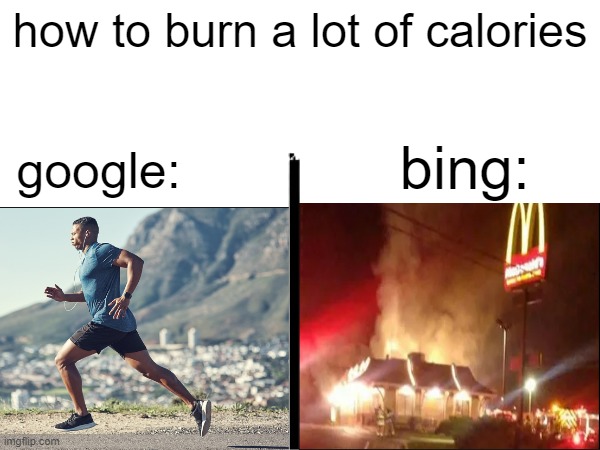 Thanks for the information | how to burn a lot of calories; google:; bing: | image tagged in funny memes | made w/ Imgflip meme maker