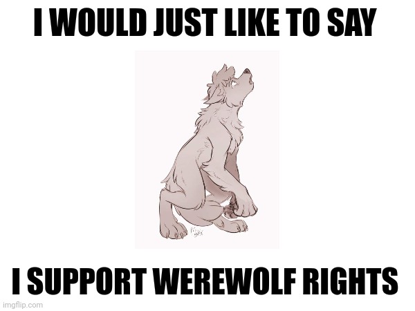 I support werewolf rights | I WOULD JUST LIKE TO SAY; I SUPPORT WEREWOLF RIGHTS | image tagged in memes,civil rights,werewolf | made w/ Imgflip meme maker