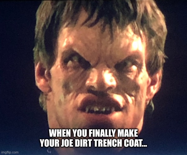 Joe Dirt Trench Coat | WHEN YOU FINALLY MAKE YOUR JOE DIRT TRENCH COAT… | image tagged in joe dirt | made w/ Imgflip meme maker