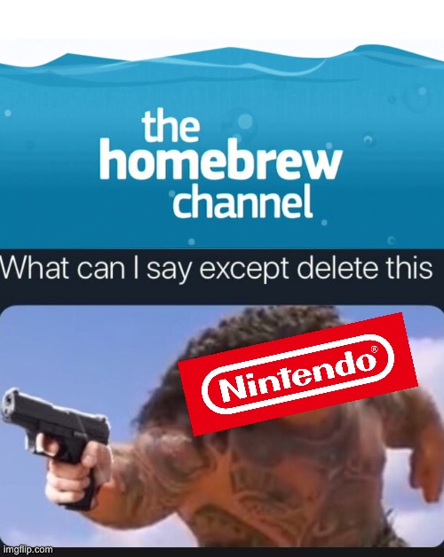 Homebrew does what Nintendon’t | image tagged in what can i say except delete this,nintendo | made w/ Imgflip meme maker