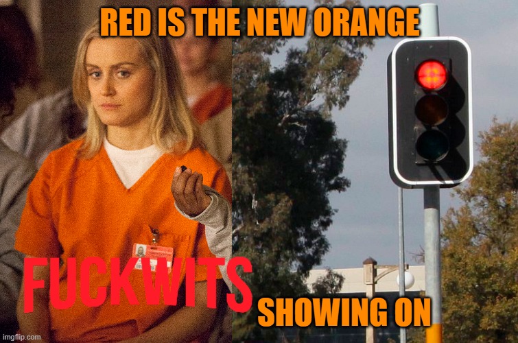 Traffic | RED IS THE NEW ORANGE; SHOWING ON | image tagged in cars,accidents,funny | made w/ Imgflip meme maker