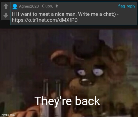 They're back | image tagged in freddy ptsd | made w/ Imgflip meme maker