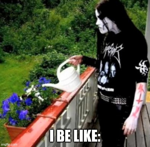 Black metal watering | I BE LIKE: | image tagged in black metal watering | made w/ Imgflip meme maker