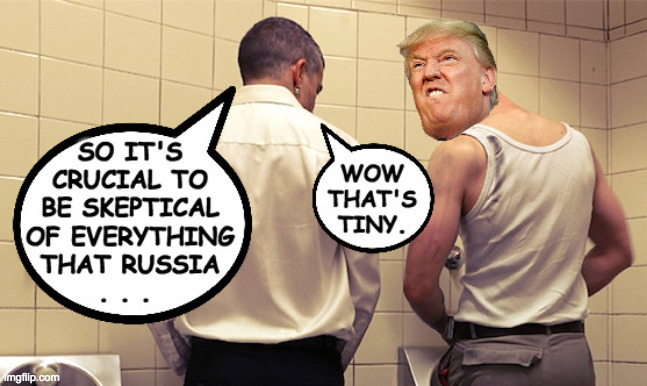 Obama insensitive. | image tagged in memes,tiny trump,donald trump shared a memory,obama insensitive,bathroom humor | made w/ Imgflip meme maker