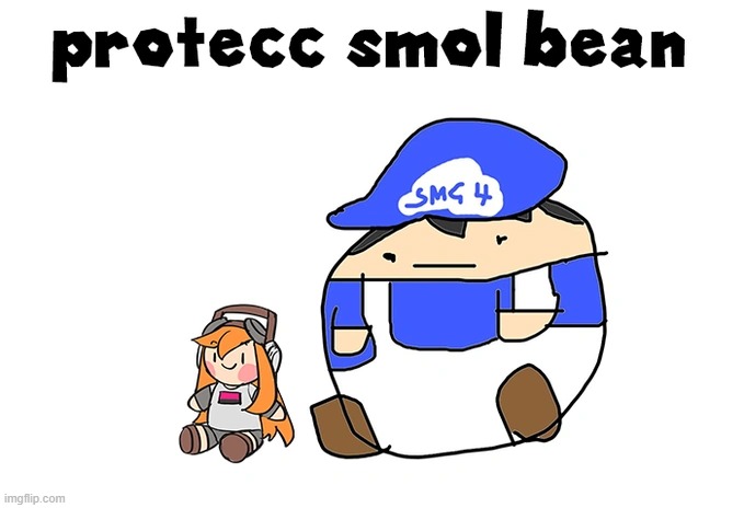 protecc | image tagged in smg4,smol bean,yes,beeg smg4,oh wow are you actually reading these tags | made w/ Imgflip meme maker