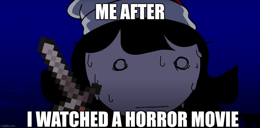 Jaiden sweating nervously | ME AFTER; I WATCHED A HORROR MOVIE | image tagged in jaiden sweating nervously | made w/ Imgflip meme maker