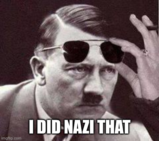 hitler sunglasses | I DID NAZI THAT | image tagged in hitler sunglasses | made w/ Imgflip meme maker