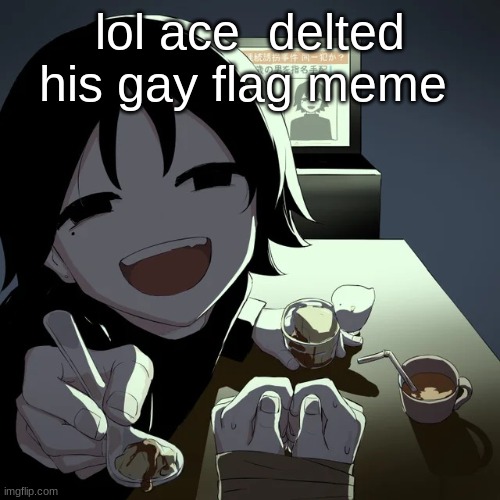 avogado6 | lol ace  delted his gay flag meme | image tagged in avogado6 | made w/ Imgflip meme maker