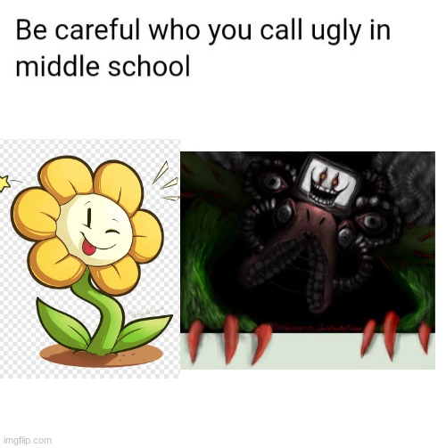 flowey undertale | image tagged in be careful who you call ugly in middle school | made w/ Imgflip meme maker