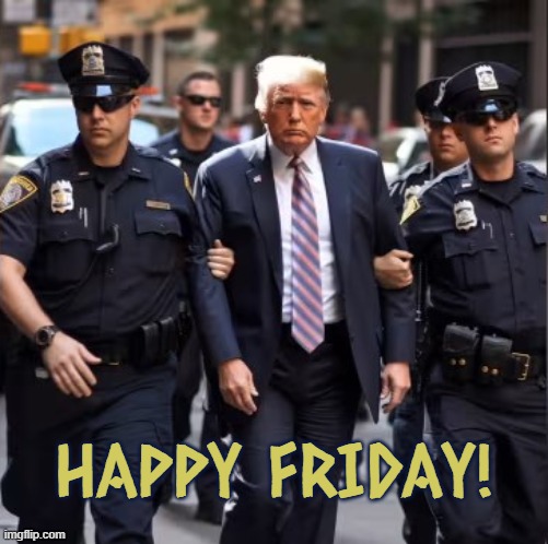 HAPPY FRIDAY! | HAPPY FRIDAY! | image tagged in happy friday,justice,arrest,trial,conviction,punishment | made w/ Imgflip meme maker