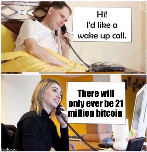 21 million bitcoin | There will only ever be 21 million bitcoin | image tagged in bitcoin,wake up call,21 million,banks,banking | made w/ Imgflip meme maker